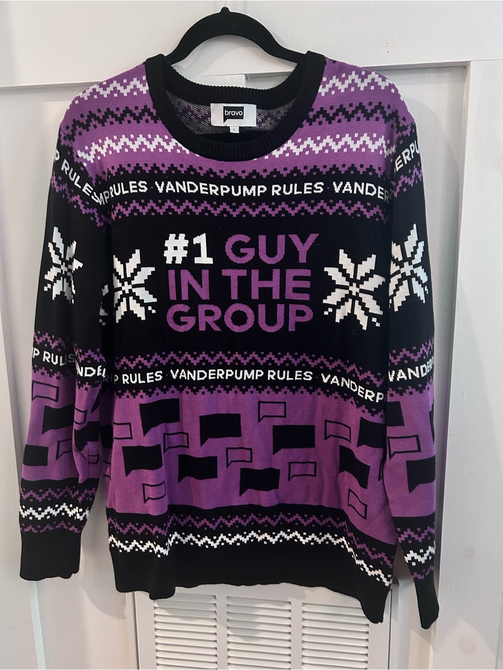 Bravo #1 Guy In The Group Purple & Black Sweater Vanderpumo large